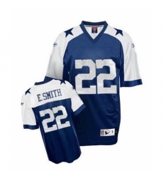 Men's Reebok Dallas Cowboys #22 Emmitt Smith Authentic Navy Blue Thanksgiving Throwback NFL Jersey