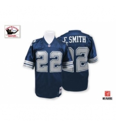 Mitchell and Ness Dallas Cowboys #22 Emmitt Smith Authentic Navy Blue Throwback NFL Jersey