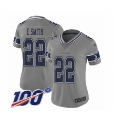 Women's Dallas Cowboys #22 Emmitt Smith Limited Gray Inverted Legend 100th Season Football Jersey