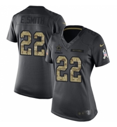 Women's Nike Dallas Cowboys #22 Emmitt Smith Limited Black 2016 Salute to Service NFL Jersey