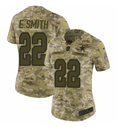 Women's Nike Dallas Cowboys #22 Emmitt Smith Limited Camo 2018 Salute to Service NFL Jersey