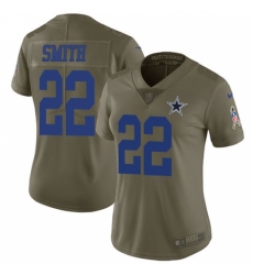 Women's Nike Dallas Cowboys #22 Emmitt Smith Limited Olive 2017 Salute to Service NFL Jersey