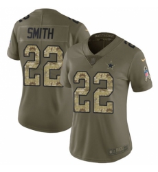 Women's Nike Dallas Cowboys #22 Emmitt Smith Limited Olive/Camo 2017 Salute to Service NFL Jersey