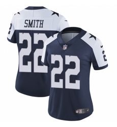 Women's Nike Dallas Cowboys #22 Emmitt Smith Navy Blue Throwback Alternate Vapor Untouchable Limited Player NFL Jersey