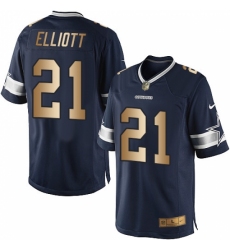 Men's Nike Dallas Cowboys #21 Ezekiel Elliott Limited Navy/Gold Team Color NFL Jersey