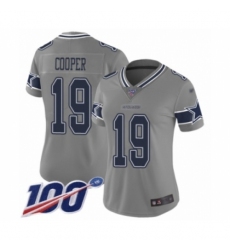 Women's Dallas Cowboys #19 Amari Cooper Limited Gray Inverted Legend 100th Season Football Jersey