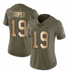 Women's Nike Dallas Cowboys #19 Amari Cooper Limited Olive Gold 2017 Salute to Service NFL Jersey