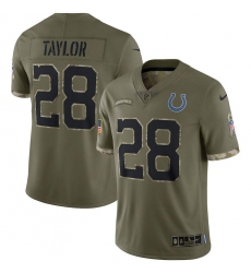 Men's Indianapolis Colts #28 Jonathan Taylor Nike 2022 Salute To Service Limited Jersey - Olive