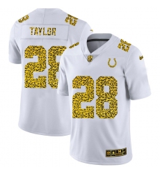 Men's Indianapolis Colts #28 Jonathan Taylor Nike Flocked Leopard Print Vapor Limited NFL Jersey White