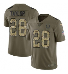 Men's Nike Indianapolis Colts #28 Jonathan Taylor Olive Camo Stitched NFL Limited 2017 Salute To Service Jersey