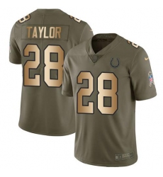 Men's Nike Indianapolis Colts #28 Jonathan Taylor Olive Gold Stitched NFL Limited 2017 Salute To Service Jersey