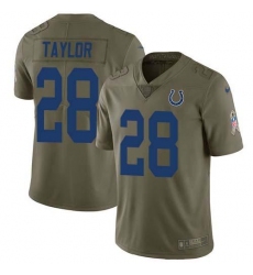 Men's Nike Indianapolis Colts #28 Jonathan Taylor Olive Stitched NFL Limited 2017 Salute To Service Jersey