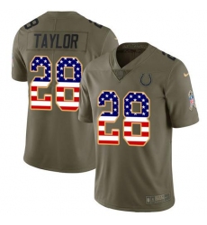 Men's Nike Indianapolis Colts #28 Jonathan Taylor Olive USA Flag Stitched NFL Limited 2017 Salute To Service Jersey