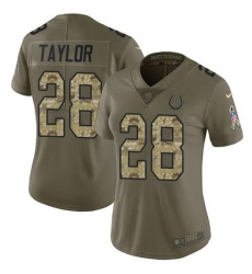 Women's Nike Indianapolis Colts #28 Jonathan Taylor Olive Camo Stitched NFL Limited 2017 Salute To Service Jersey