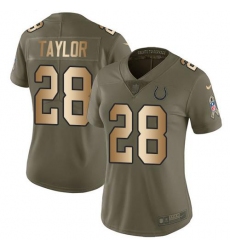 Women's Nike Indianapolis Colts #28 Jonathan Taylor Olive Gold Stitched NFL Limited 2017 Salute To Service Jersey