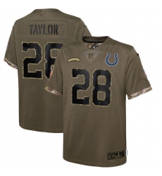 Youth Indianapolis Colts #28 Jonathan Taylor Nike 2022 Salute To Service Limited Jersey - Olive