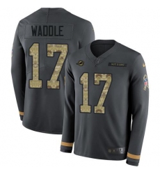 Unisex Nike Miami Dolphins #17 Jaylen Waddle Anthracite Salute To Service Stitched NFL Limited Therma Long Sleeve Jersey