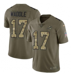 Unisex Nike Miami Dolphins #17 Jaylen Waddle Olive Camo Stitched NFL Limited 2017 Salute To Service Jersey