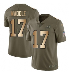 Unisex Nike Miami Dolphins #17 Jaylen Waddle Olive Gold Stitched NFL Limited 2017 Salute To Service Jersey