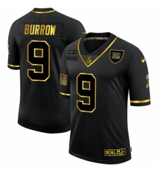 Men's Cincinnati Bengals #9 Joe Burrow Olive Gold Nike 2020 Salute To Service Limited Jersey