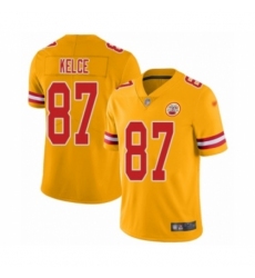 Women's Kansas City Chiefs #87 Travis Kelce Limited Gold Inverted Legend Football Jersey