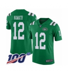 Men's New York Jets #12 Joe Namath Limited Green Rush Vapor Untouchable 100th Season Football Jersey