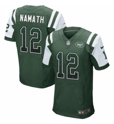 Men's Nike New York Jets #12 Joe Namath Elite Green Home Drift Fashion NFL Jersey