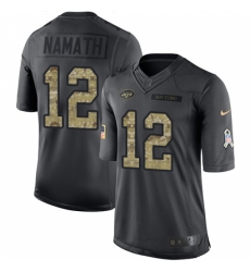 Men's Nike New York Jets #12 Joe Namath Limited Black 2016 Salute to Service NFL Jersey