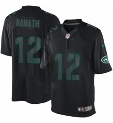 Men's Nike New York Jets #12 Joe Namath Limited Black Impact NFL Jersey