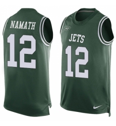 Men's Nike New York Jets #12 Joe Namath Limited Green Player Name & Number Tank Top NFL Jersey