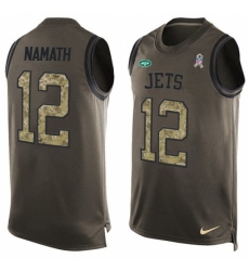 Men's Nike New York Jets #12 Joe Namath Limited Green Salute to Service Tank Top NFL Jersey