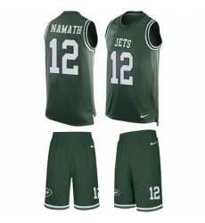 Men's Nike New York Jets #12 Joe Namath Limited Green Tank Top Suit NFL Jersey