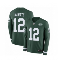 Men's Nike New York Jets #12 Joe Namath Limited Green Therma Long Sleeve NFL Jersey