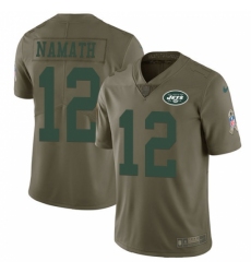 Men's Nike New York Jets #12 Joe Namath Limited Olive 2017 Salute to Service NFL Jersey