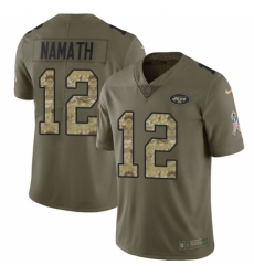 Men's Nike New York Jets #12 Joe Namath Limited Olive/Camo 2017 Salute to Service NFL Jersey