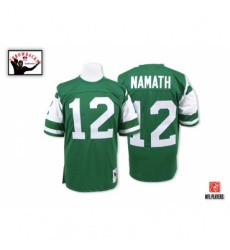 Mitchell and Ness New York Jets #12 Joe Namath Green Team Color Authentic Throwback NFL Jersey