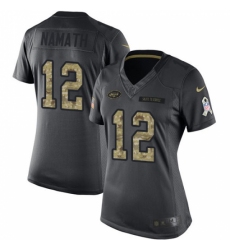 Women's Nike New York Jets #12 Joe Namath Limited Black 2016 Salute to Service NFL Jersey