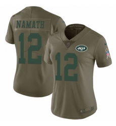 Women's Nike New York Jets #12 Joe Namath Limited Olive 2017 Salute to Service NFL Jersey