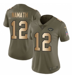 Women's Nike New York Jets #12 Joe Namath Limited Olive/Gold 2017 Salute to Service NFL Jersey