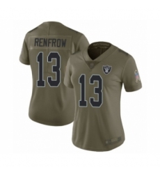 Women's Oakland Raiders #13 Hunter Renfrow Limited Olive 2017 Salute to Service Football Jersey