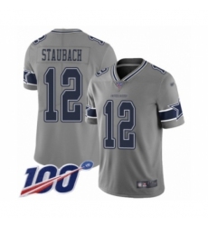 Men's Dallas Cowboys #12 Roger Staubach Limited Gray Inverted Legend 100th Season Football Jersey