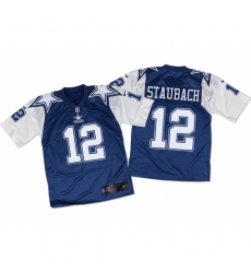 Men's Nike Dallas Cowboys #12 Roger Staubach Elite Navy/White Throwback NFL Jersey