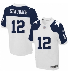 Men's Nike Dallas Cowboys #12 Roger Staubach Elite White Throwback Alternate NFL Jersey