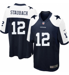 Men's Nike Dallas Cowboys #12 Roger Staubach Game Navy Blue Throwback Alternate NFL Jersey