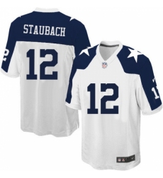 Men's Nike Dallas Cowboys #12 Roger Staubach Game White Throwback Alternate NFL Jersey