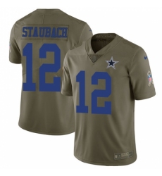 Men's Nike Dallas Cowboys #12 Roger Staubach Limited Olive 2017 Salute to Service NFL Jersey