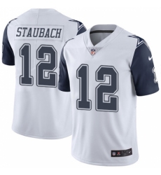 Men's Nike Dallas Cowboys #12 Roger Staubach Limited White Rush Vapor Untouchable NFL Jersey