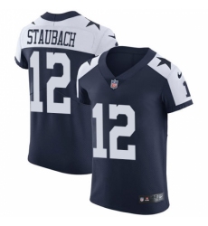 Men's Nike Dallas Cowboys #12 Roger Staubach Navy Blue Throwback Alternate Vapor Untouchable Elite Player NFL Jersey