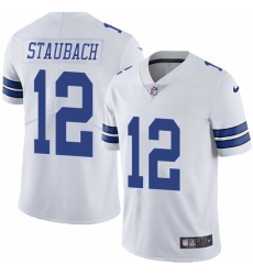 Men's Nike Dallas Cowboys #12 Roger Staubach White Vapor Untouchable Limited Player NFL Jersey