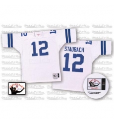 Mitchell and Ness Dallas Cowboys #12 Roger Staubach Authentic White Throwback NFL Jersey